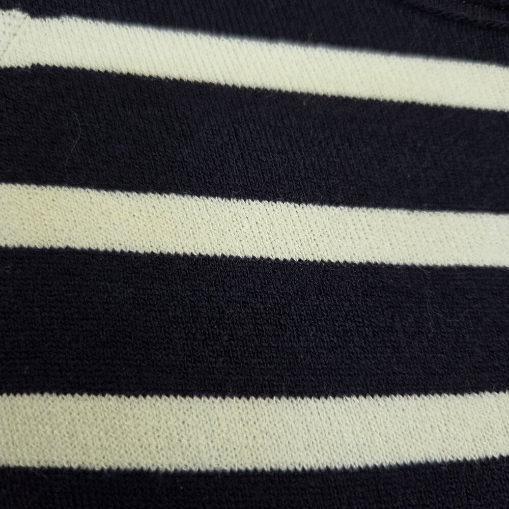 LOFT Top Womens Small Blue White Navy Stripe Cap Sleeve Sweater Shirt Blouse - Picture 5 of 11